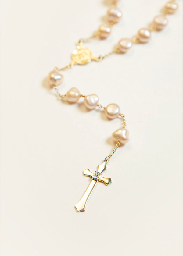 Pink Pearl Rosary 7.5mm