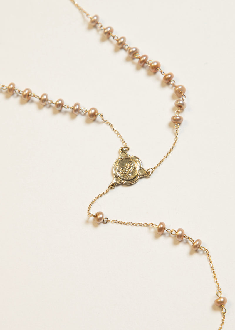 Beige Button Pearl Rosary